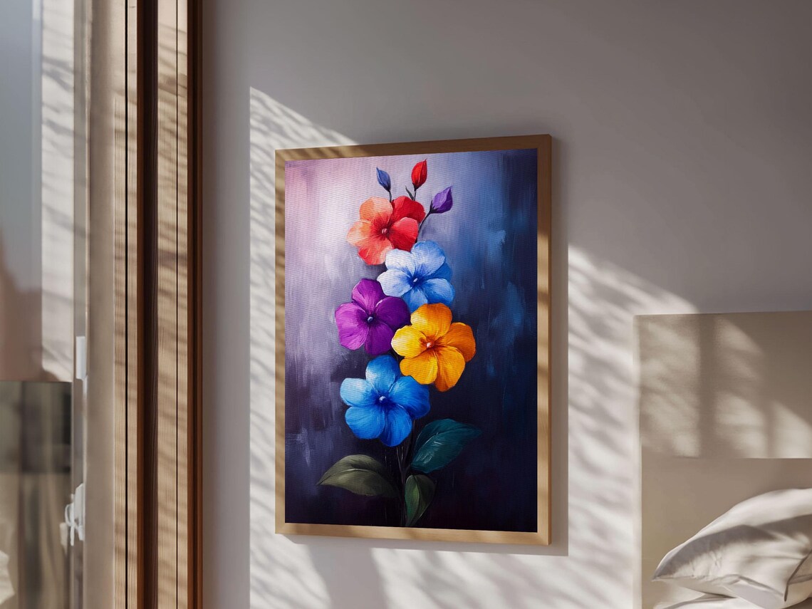 Wild Flower Painting Print On Wood Framed Wall Art Original Art Flowers Painting Botanical Print Modern Art Living Room Art - Image 4