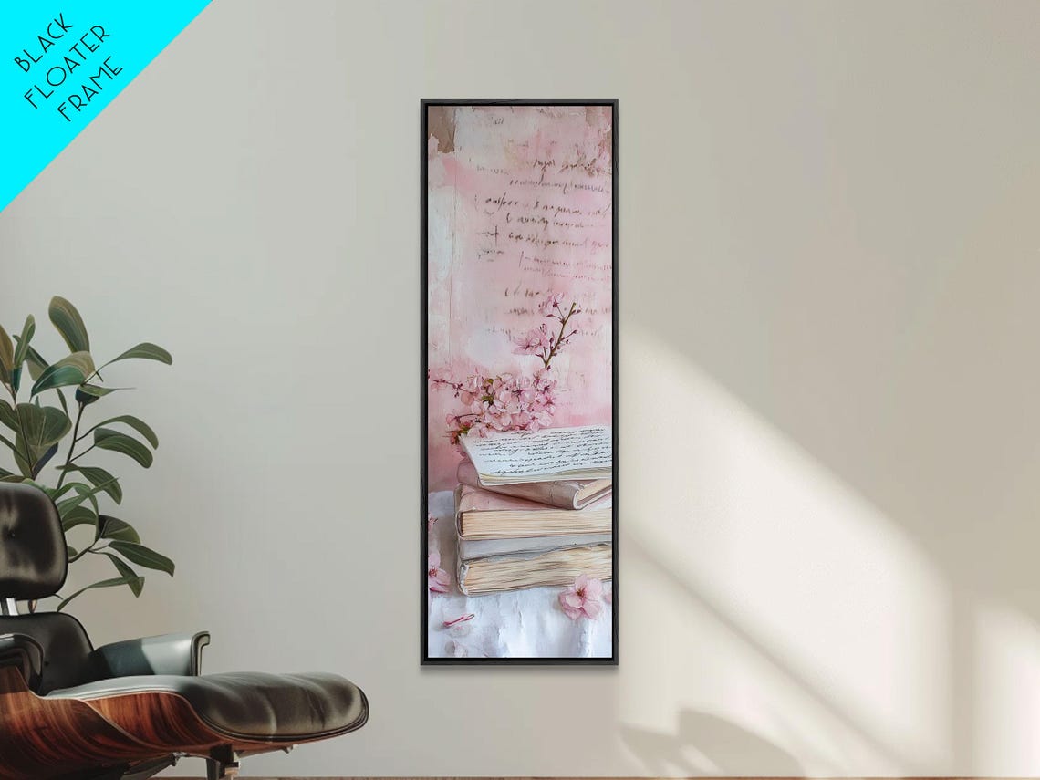 Antique Books With Cherry Blossom Pink Romantic Cottagecore Poster - Image 4