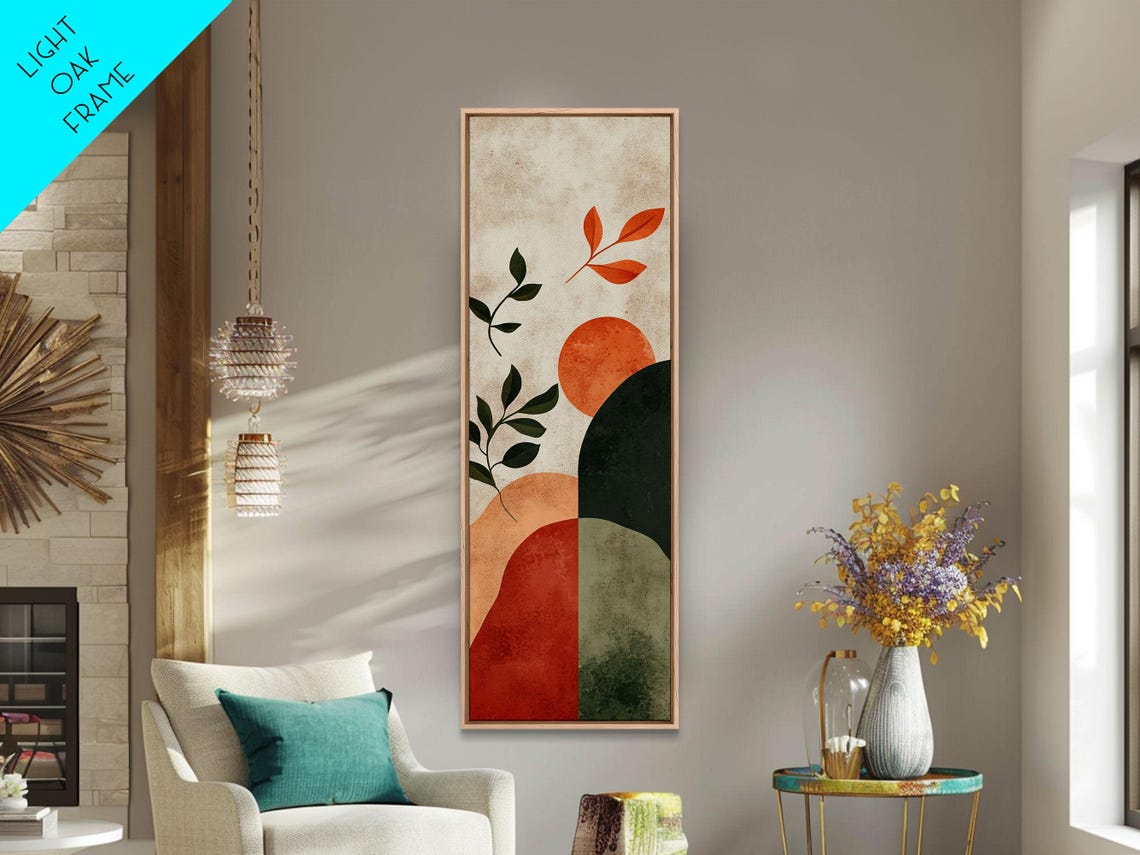 Boho Abstract Sun Leaves Sage Green Terracotta Modern Wall Art - Image 6