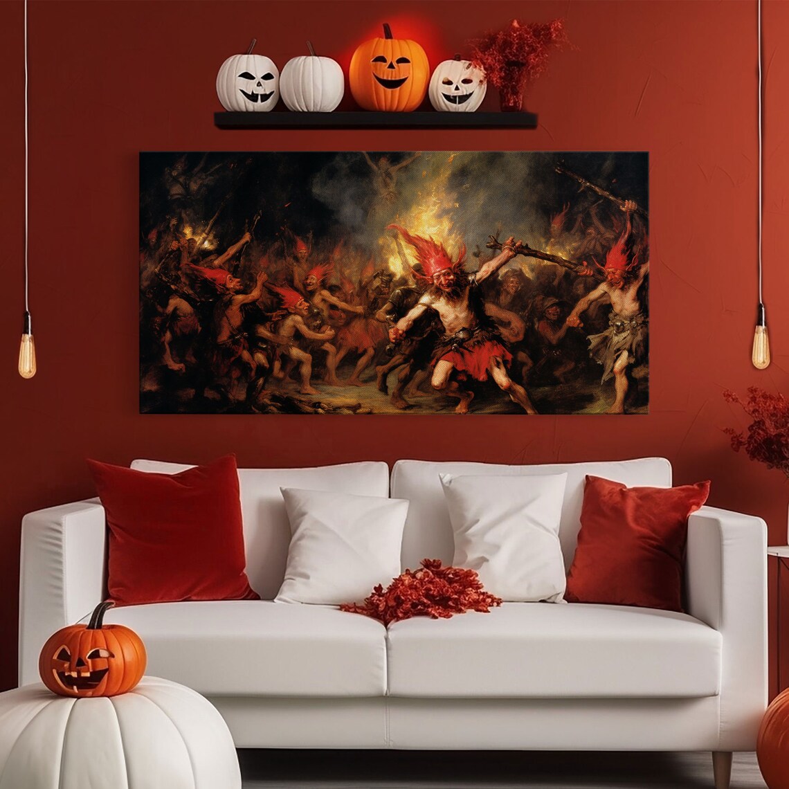 Demons Reveling In Firelight Classic Oil Painting Style Poster - Image 6