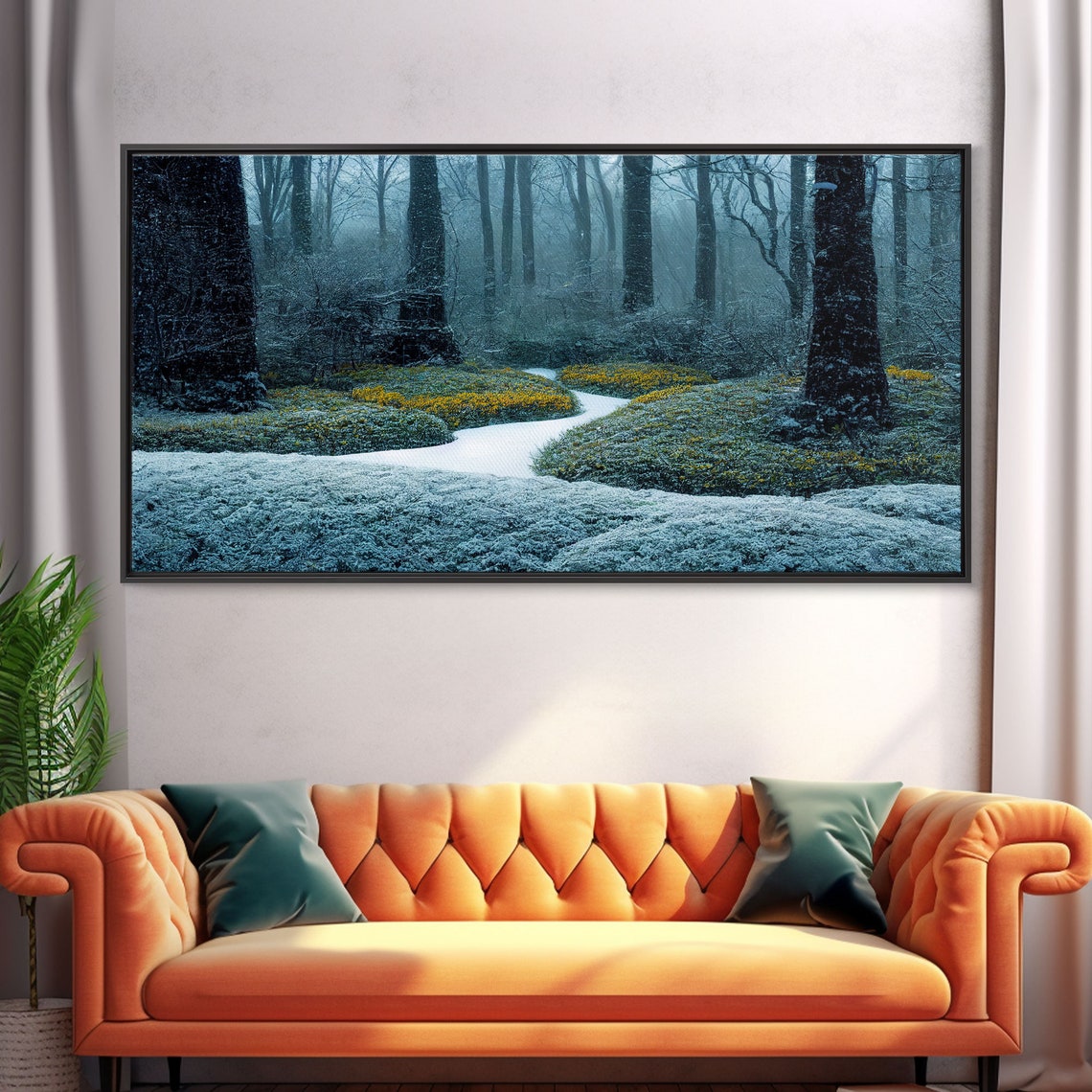 Snowy Winter Forest Misty Path Frosted Trees Snowfall Poster - Image 5