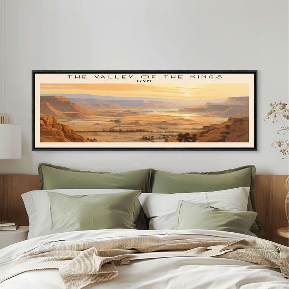 The Valley Of The Kings Retro Travel Poster Panoramic Framed Print Egypt Travel Decor Vintage Style Home Decor Travel Print