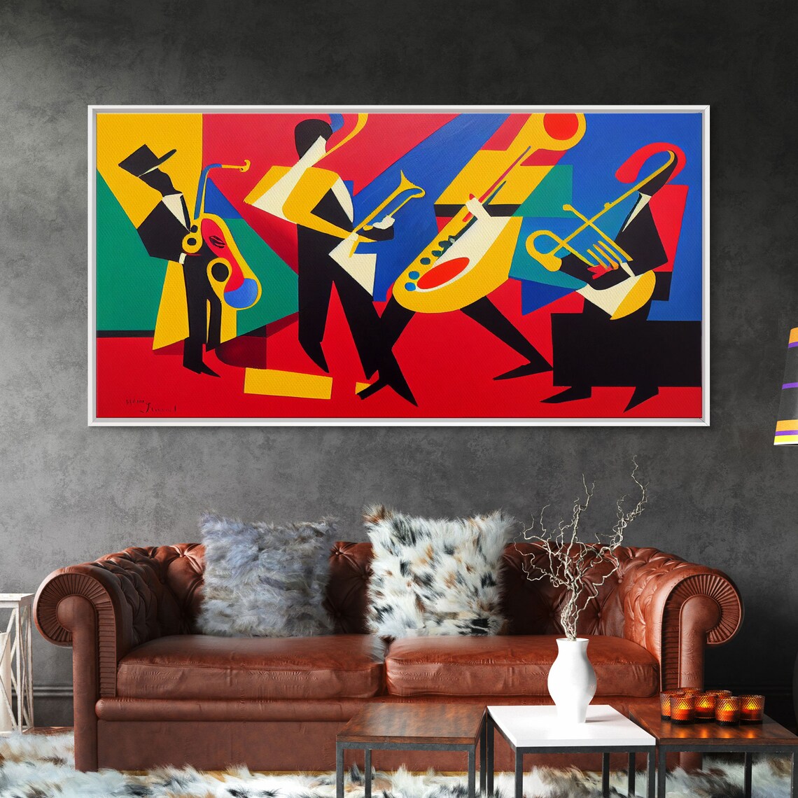 Jazz Oil-Painting-Style Art Print, Music Club Decor