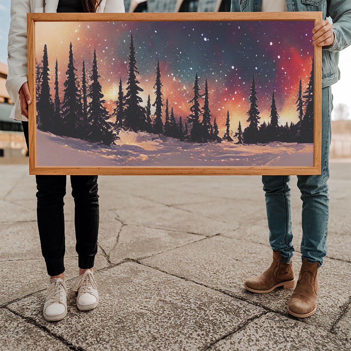 Snowfall In The Forest, Winter Wall Art Print - Image 5