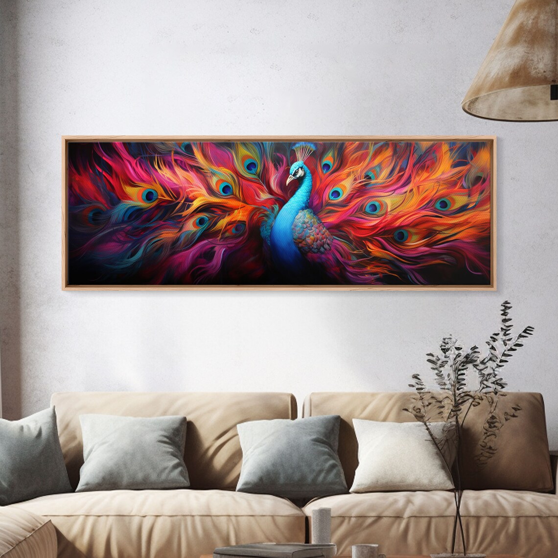 Surreal Peacock, Minimalist MCM Wall Art Print - Image 4