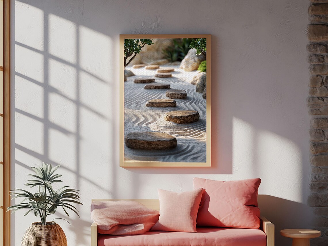 Zen Garden Path, Minimalist Wabi Sabi Art Print - Image 4