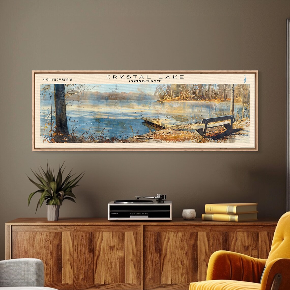 Crystal Lake Connecticut Winter Bench Icy Blue Water Travel Poster - Image 4