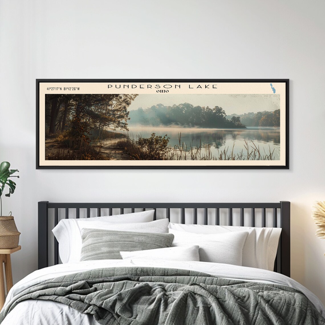 Punderson Lake Ohio Misty Sunrise Woodland Shore Serene Travel Poster