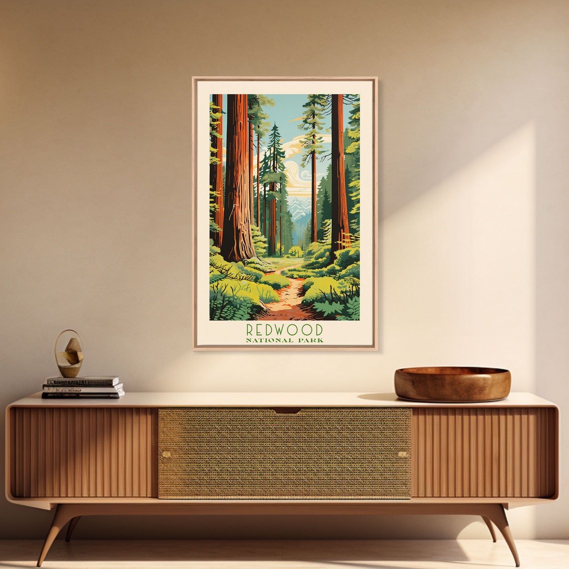 Redwood National Park Towering Redwood Trees Forest Path Travel Poster - Image 3