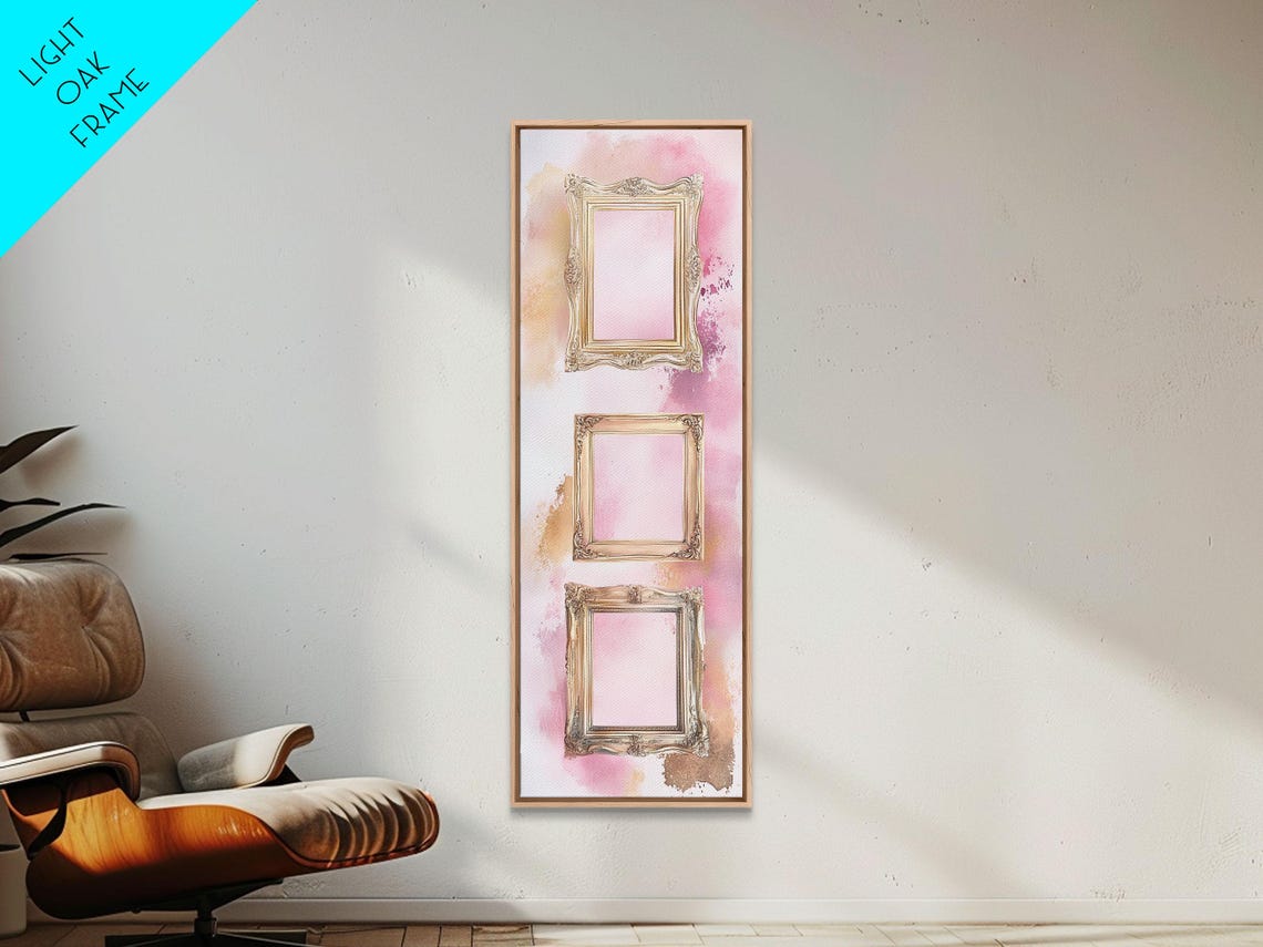 Vintage Frames Print Cottagecore Art Light Pink Wall Art Rustic Wall Art Vertical Wall Art Bedroom Decor Gift Idea Her - Image 2