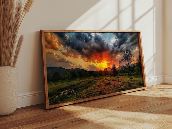Sunset Over Texas Landscape Art Print, Photography Style