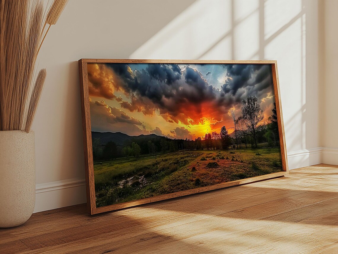 Sunset Over Texas Landscape Art Print, Photography Style