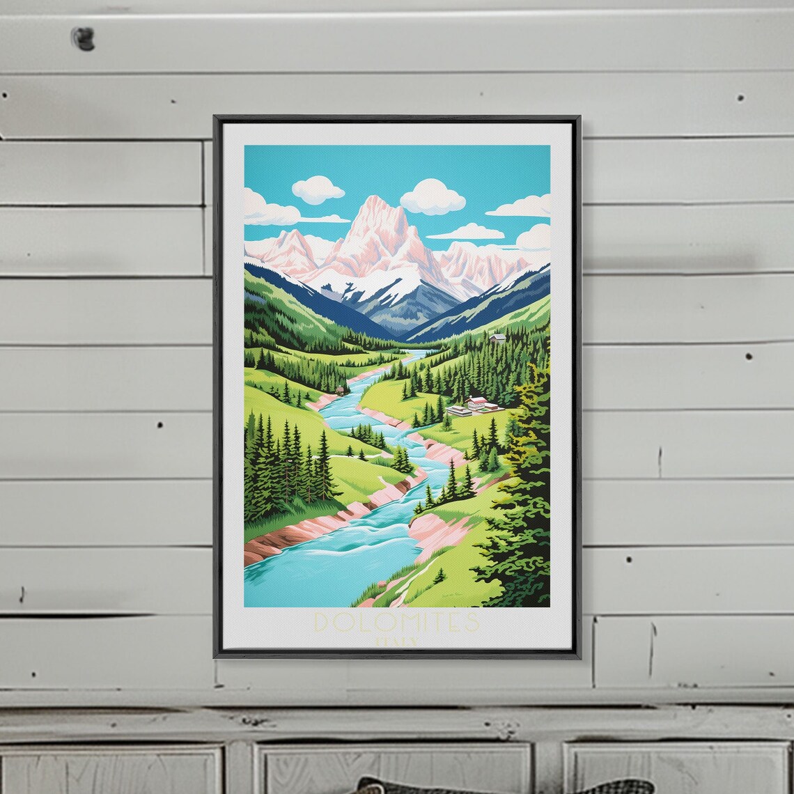 Dolomites Framed Print Travel Poster Original Wall Art Home Decor Gift For Travel Lover Wall Hanging