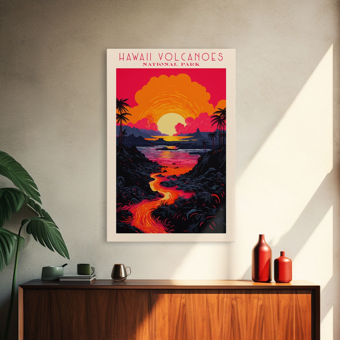 Hawaii Volcanoes National Park Travel Poster Art Print Wall Art Hawaii Travel Art Midcentury Modern Travel Decor Wall Art - Image 4
