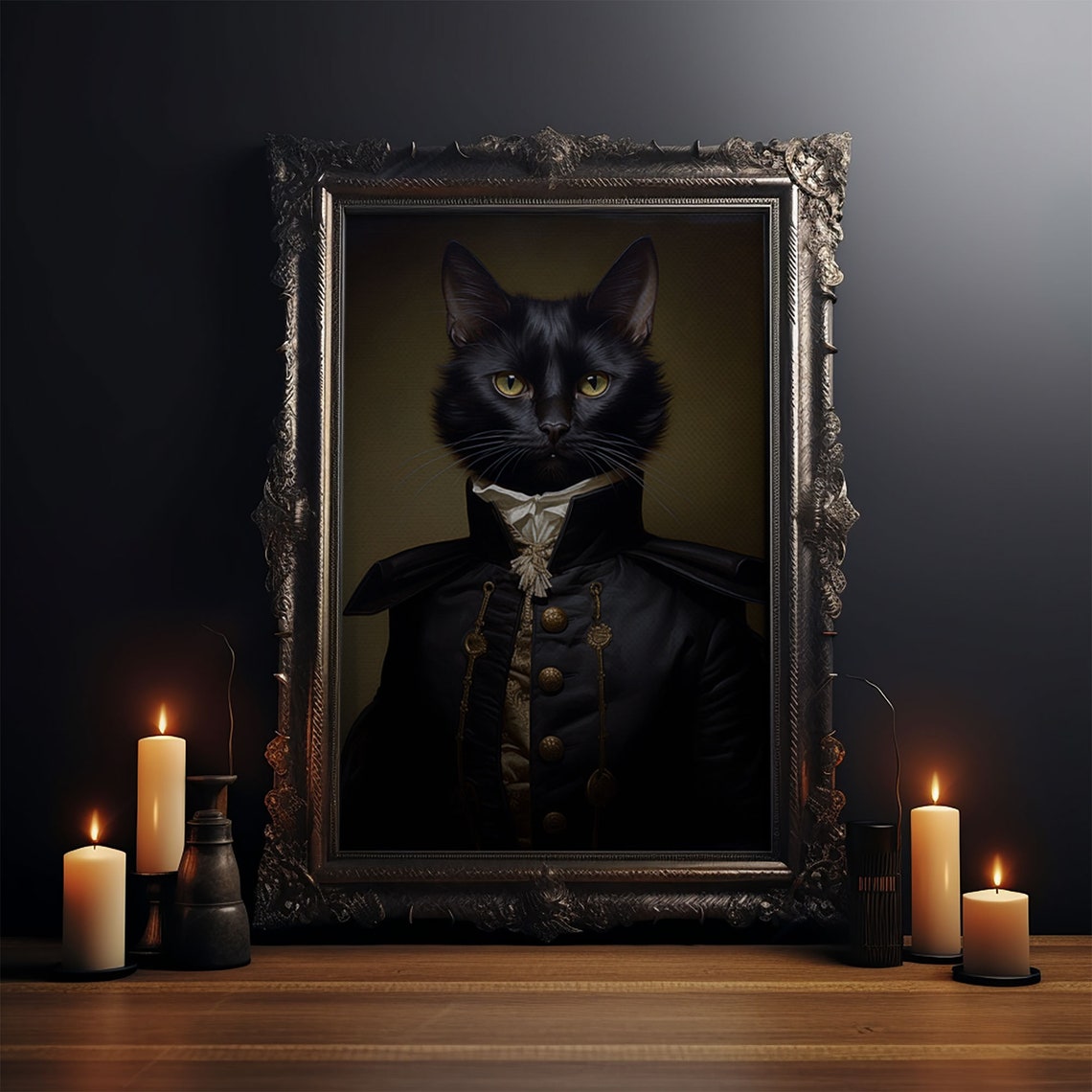 Admiral Meow Reporting For Duty Victorian Cat Portrait Art Framed Print Gothic Dark Academia Wall Art - Image 3