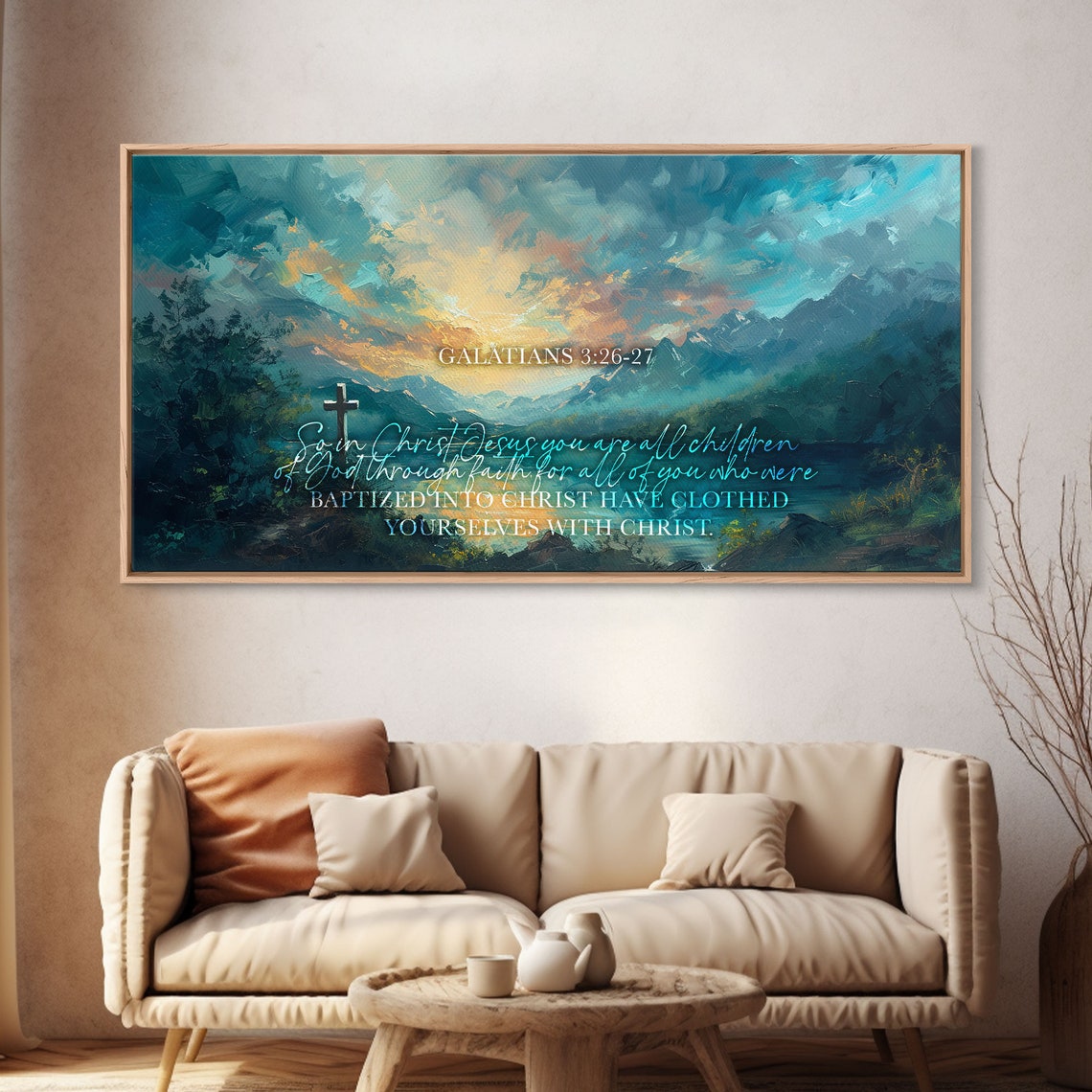 Galatians 326 27 Framed Print Scripture Wall Art Christian Paintings House Warming Gift Bible Verse Print Giant Wall Art - Image 4