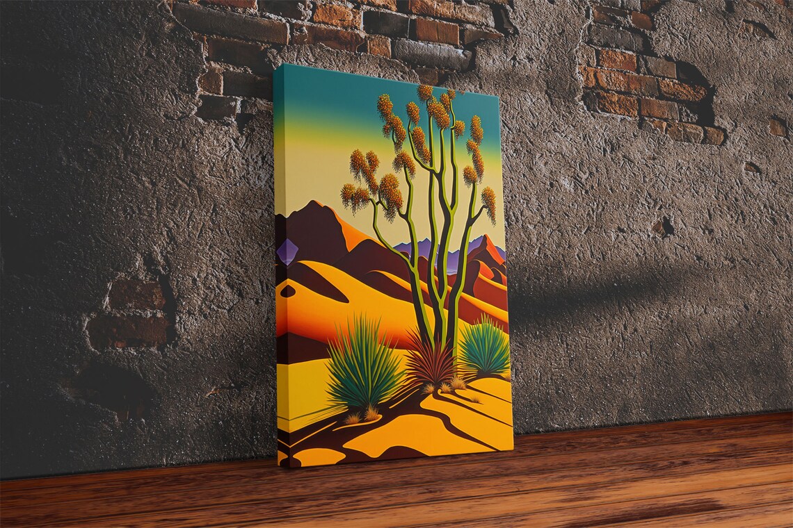 Southwestern Desert Golden Joshua Tree Sunset Dunes Travel Poster - Image 2