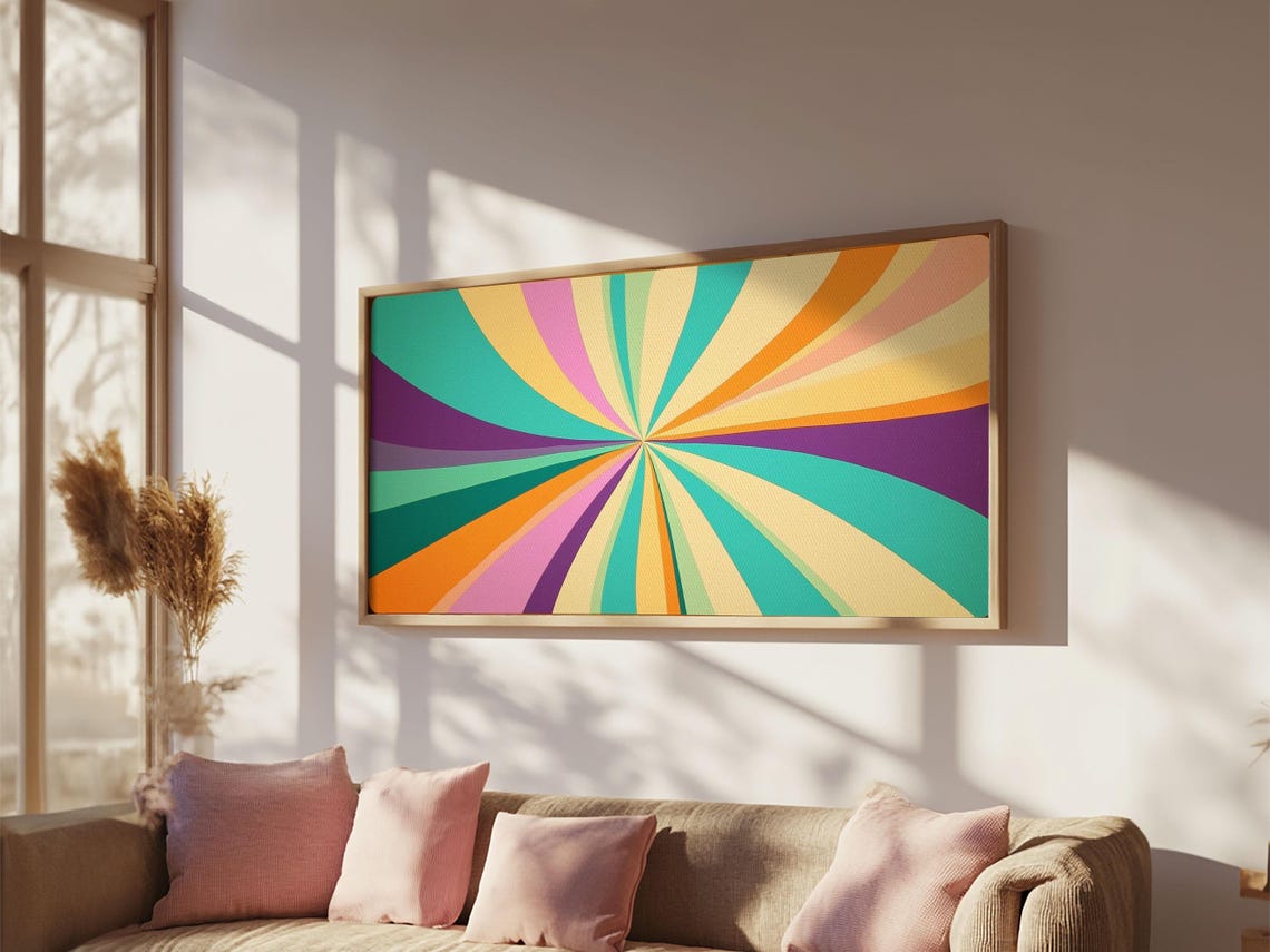 Star Burst Sunset Decor Framed Print Mid Century Modern Wall Art Scandinavian Style Wall Art Home Decor - Image 2