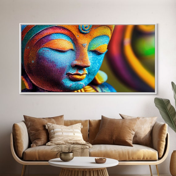 Colorful Buddha Wall Art Framed Print Buddhism Print Yoga Zen Wall Art Buddha Decor