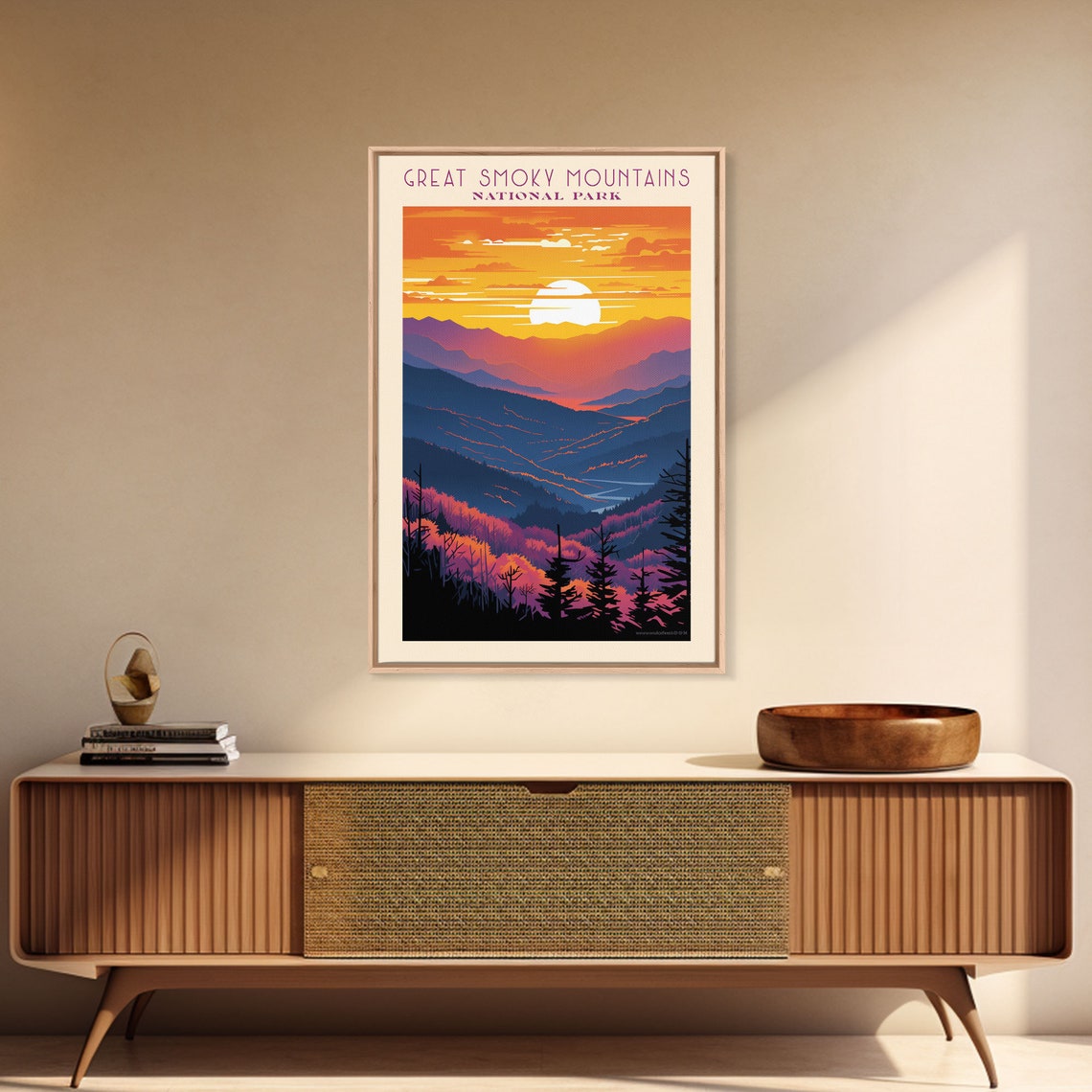 Great Smoky Mountains National Park Travel Poster Art Print Wall Art Tennesee Travel Art Midcentury Modern Travel Decor Wall Art - Image 3