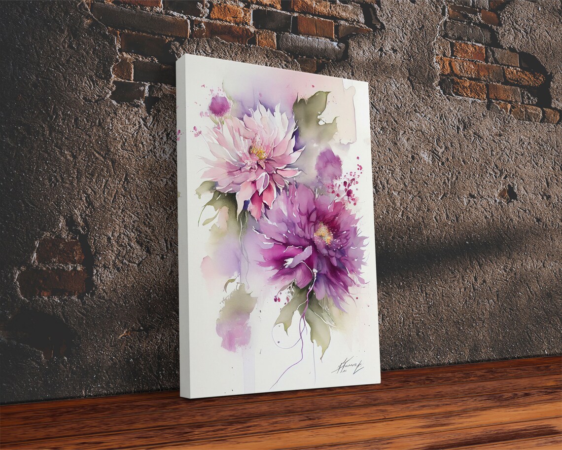 Pink Purple Watercolor Blossom Flowers Soft Botanical Floral Poster - Image 2