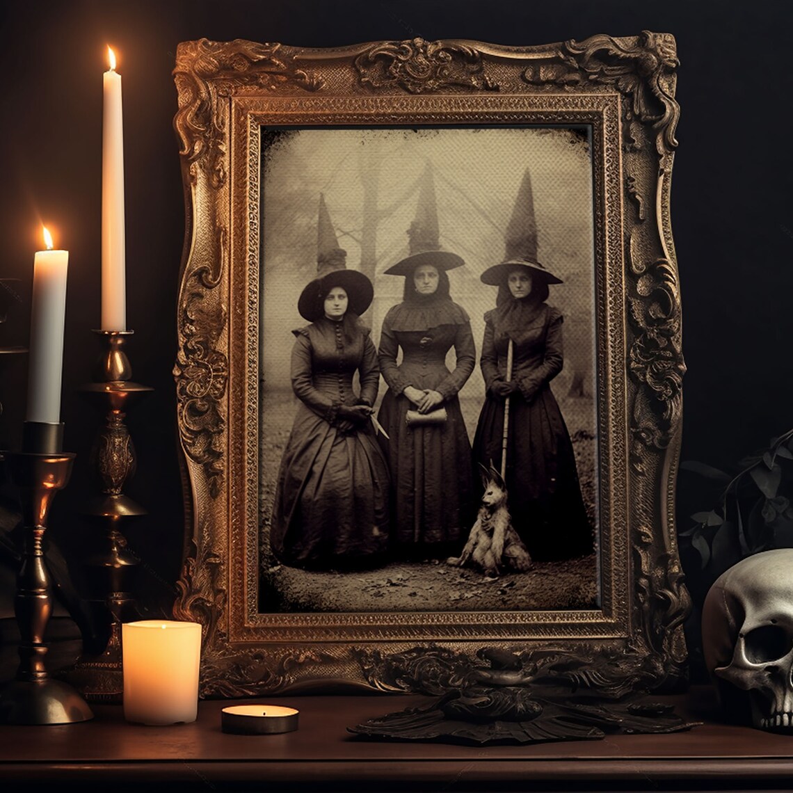 Spooky Witches Vintage Halloween Gothic Art Print - Image 5