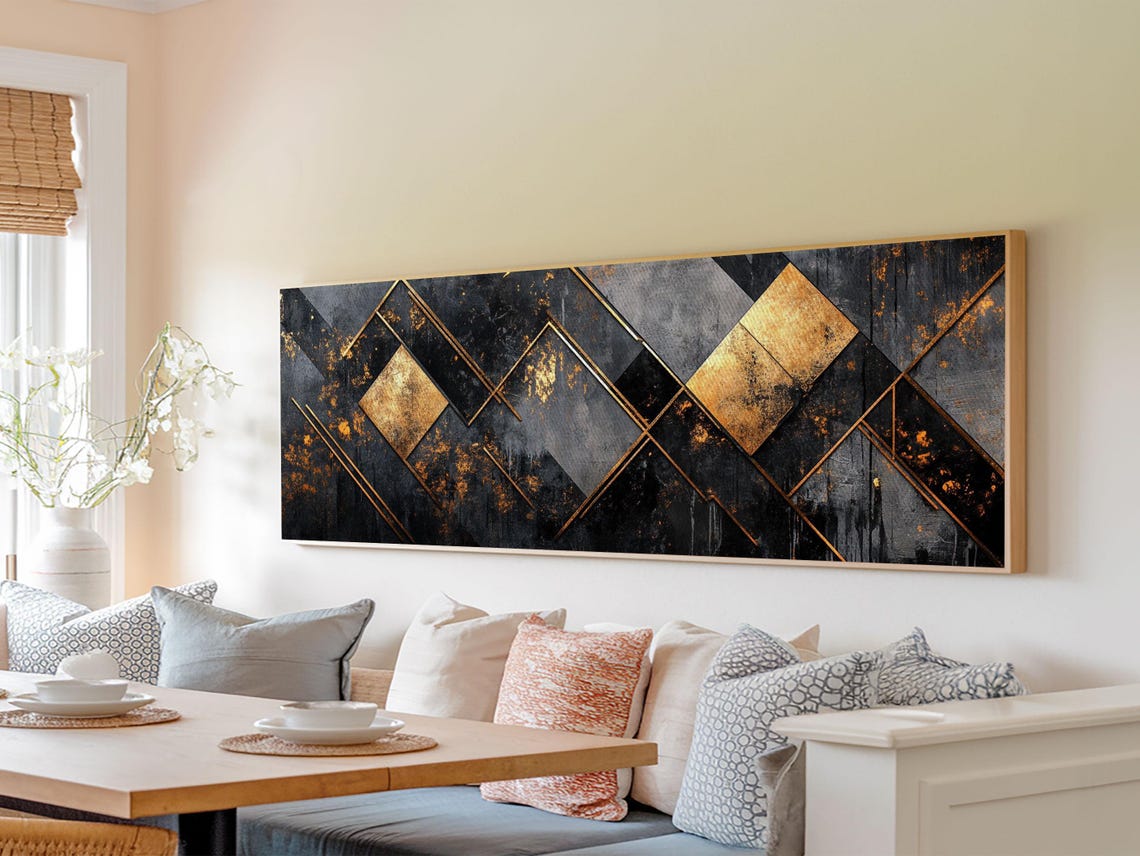 Black Gold Geometric Diamonds Art Deco Abstract Modern Wall Poster - Image 5