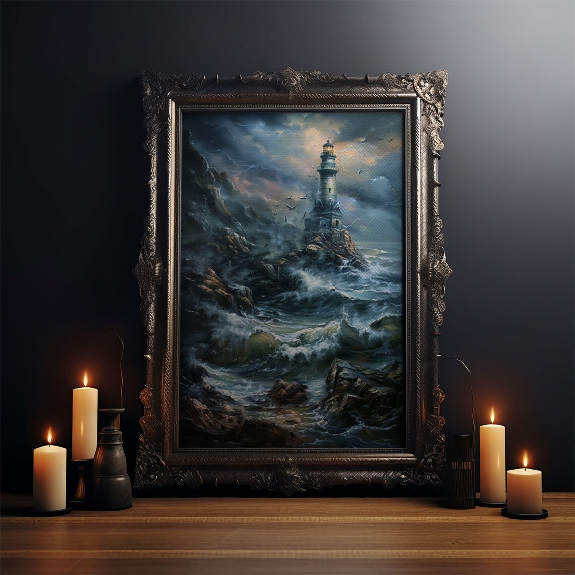 Haunted Lighthouse Halloween Art Print, Spooky Decor - Image 4