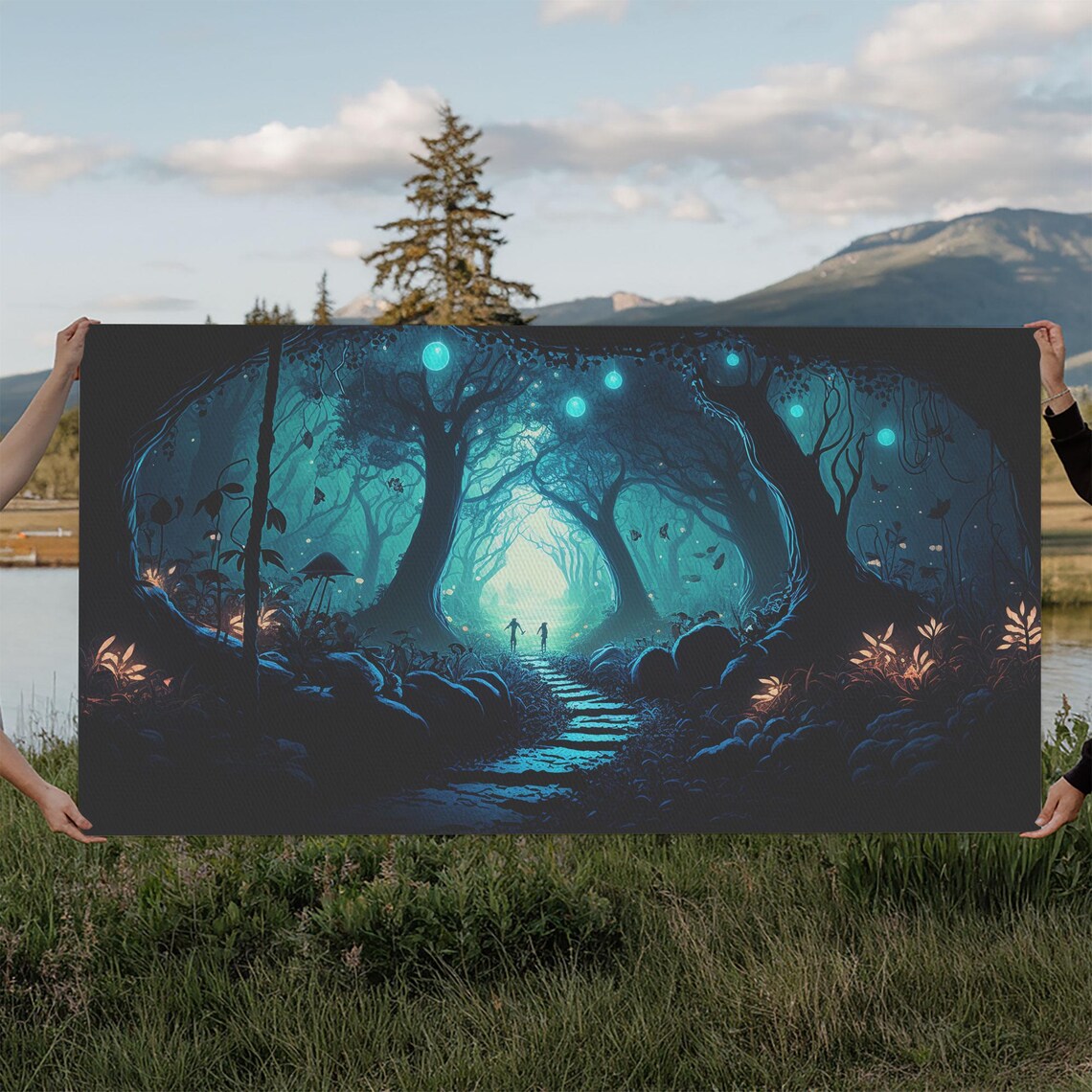 Beautiful Fantasy Art Framed Print Moonlit Forest Floor Fantasy Concept Art