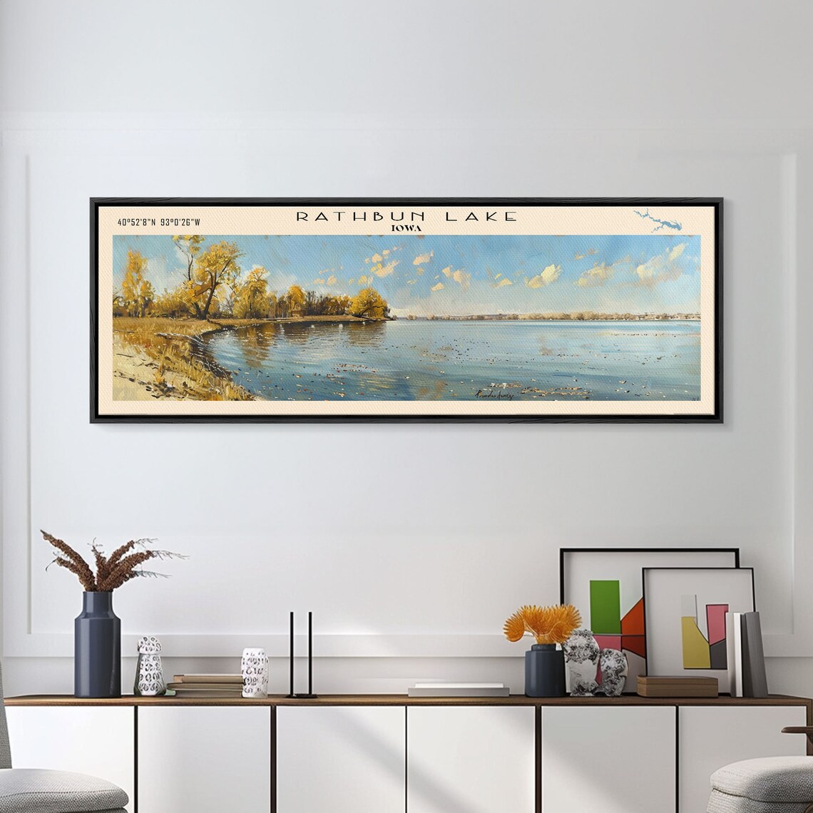 Rathbun Lake Iowa Golden Autumn Trees Sunny Shore Travel Poster - Image 3