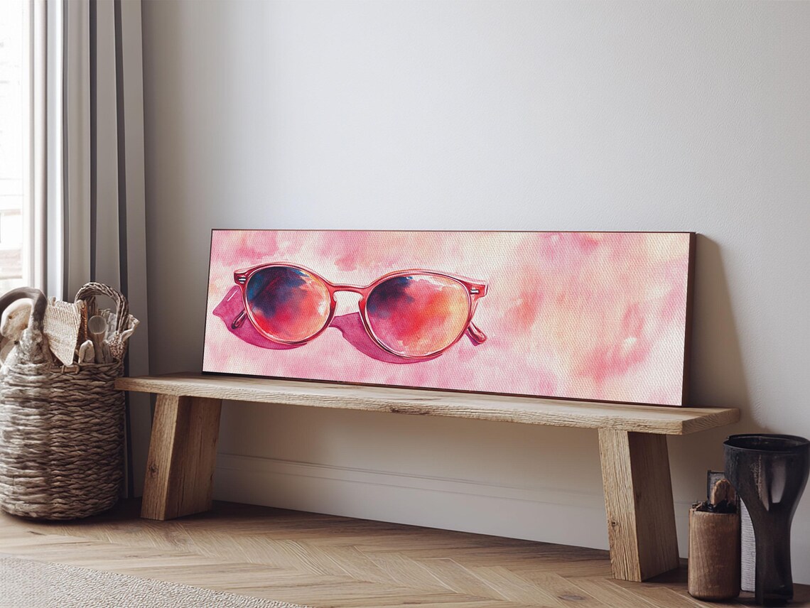 Retro Sunglasses Art Print, Pink Boho Bedroom Decor