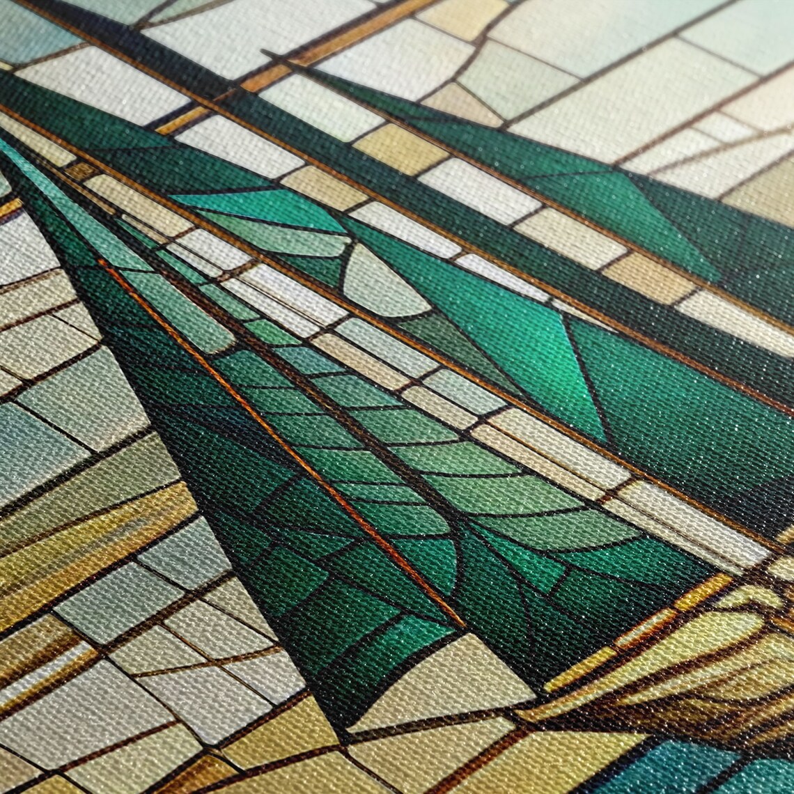 Panoramic Art Deco Sail Boat Stained Glass Art Print - Image 2