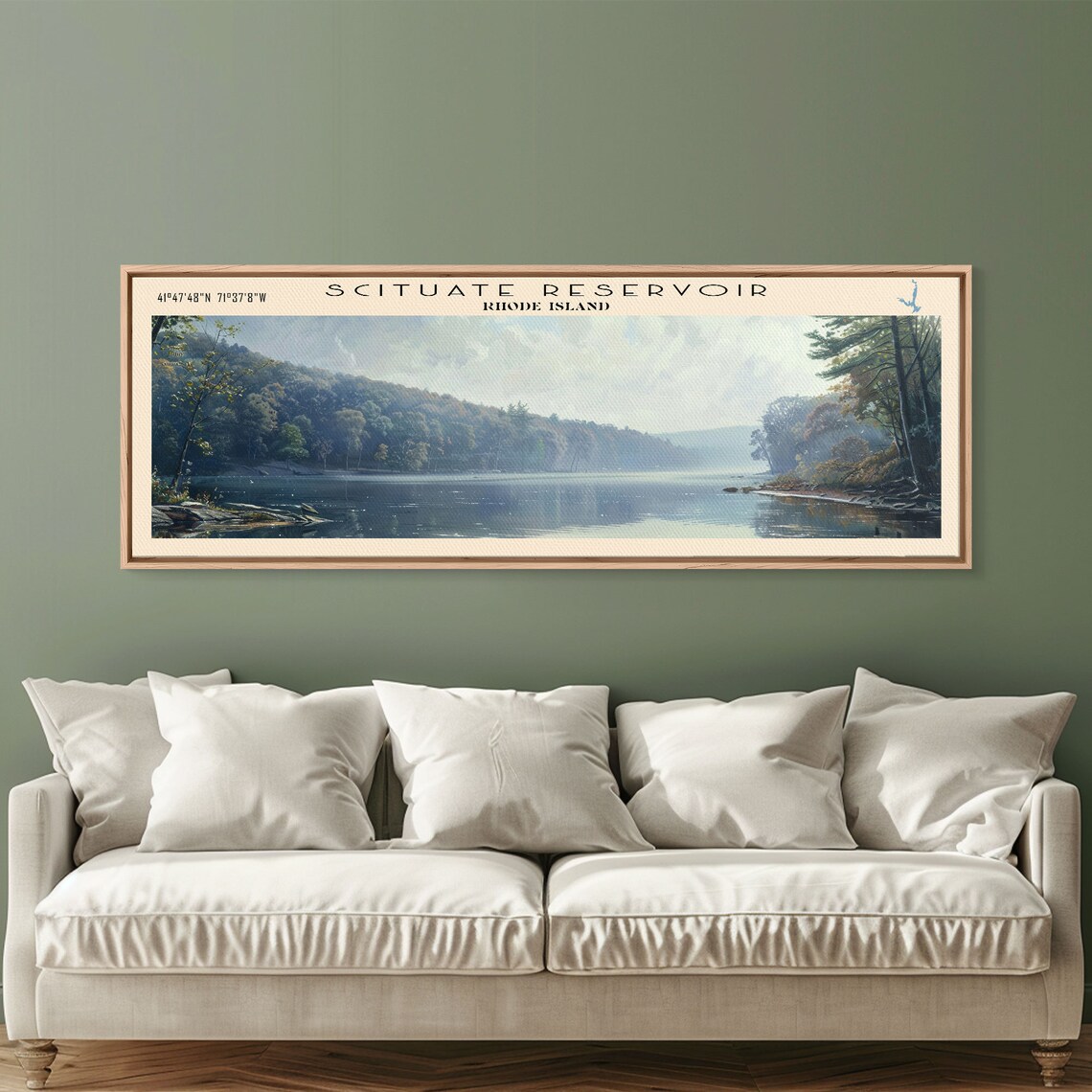 Scituate Reservoir Rhode Island Misty Wooded Slopes Lake Travel Poster - Image 2