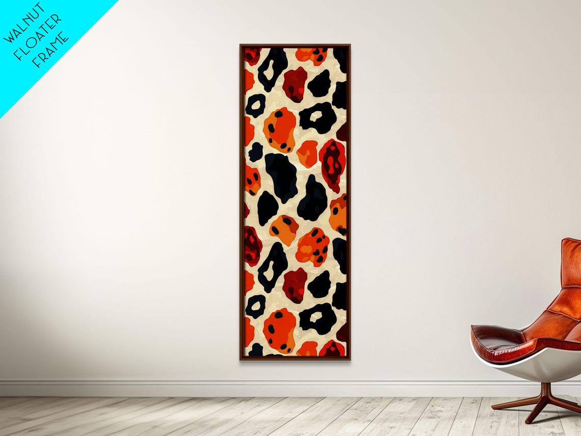 Retro 70s Cheetah Print Orange Black Cream Vintage Pattern Wall Poster - Image 6