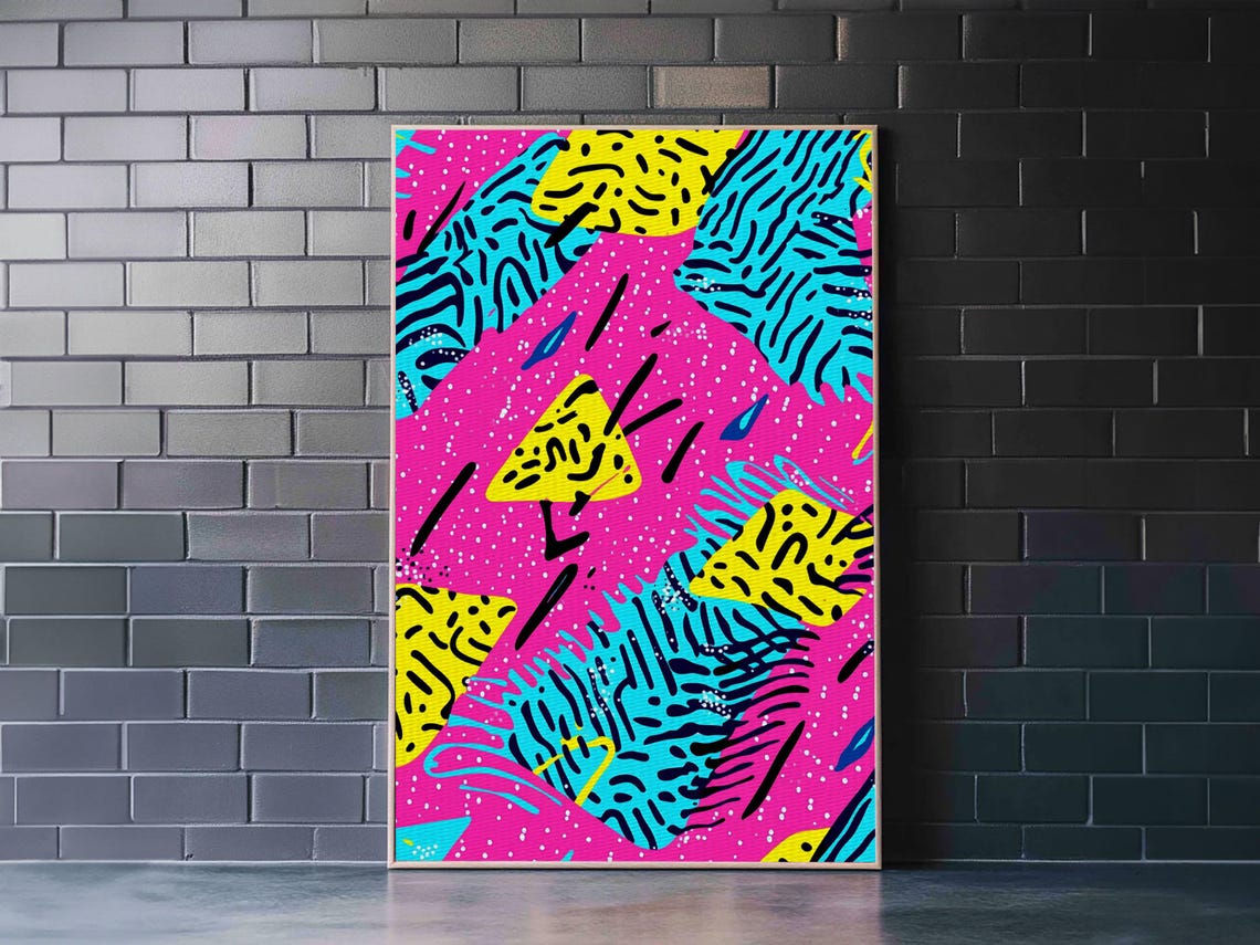 Retro 90s Hot Pink Memphis Pattern Abstract Bold Wall Art Poster - Image 6
