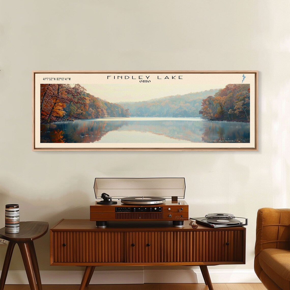 Findley Lake Ohio Blazing Autumn Colors Reflective Water Poster - Image 3