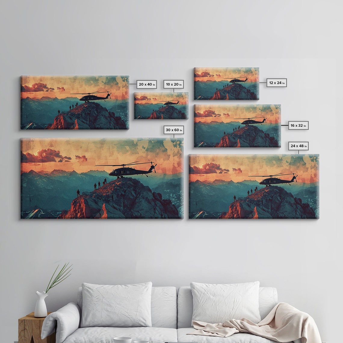 Mountain Top Extraction In Afghanistan Mountains Framed Print Military Wall Art Blackhawk Helicopter Ready To Hang Art - Image 2