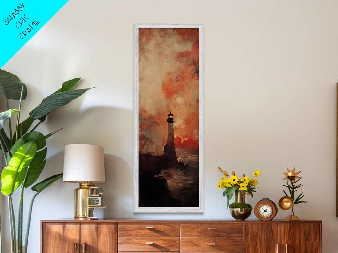 Lighthouse Sunset Coastal Decor, Nautical Art Print