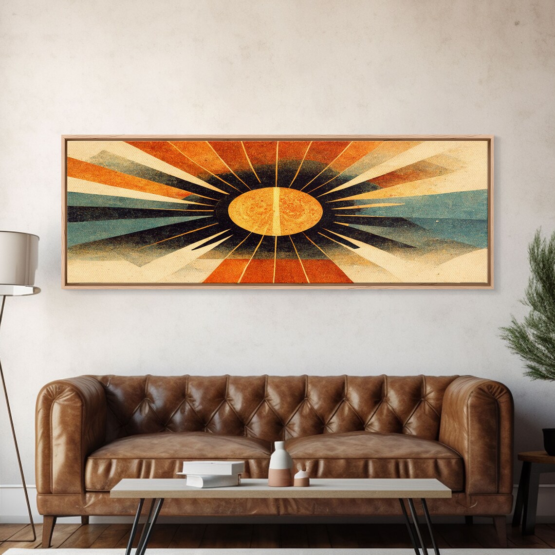 Sunset Art Deco Sunburst, Panoramic Art Print