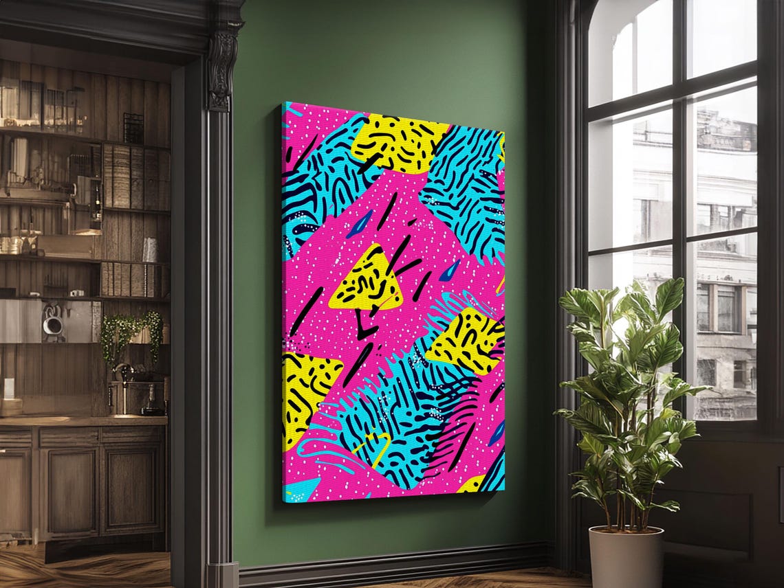 Retro 90s Hot Pink Memphis Pattern Abstract Bold Wall Art Poster - Image 4
