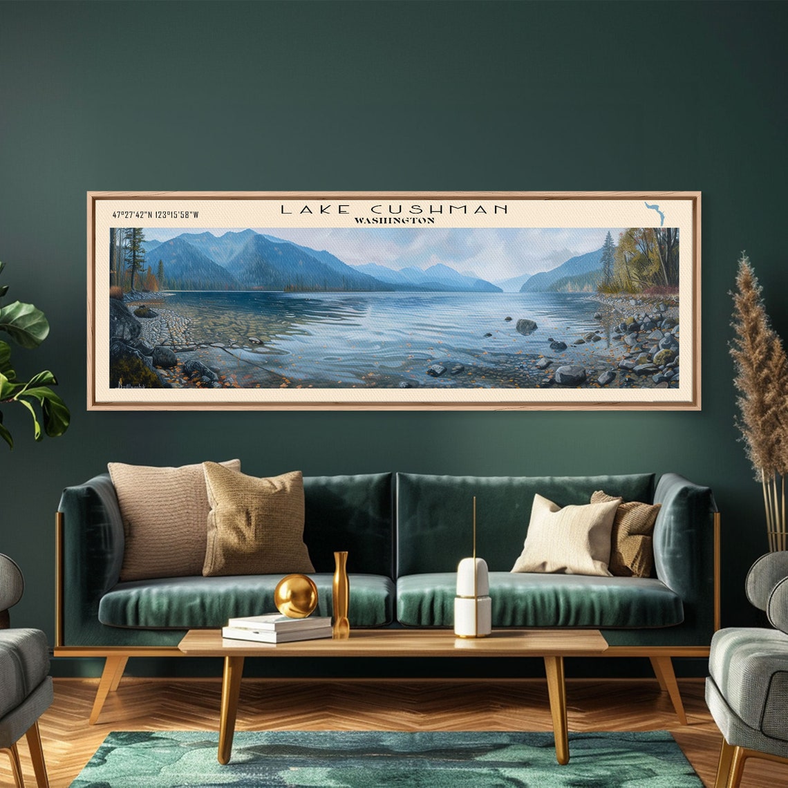 Lake Cushman Washington Rocky Shore Mountain Panorama Travel Poster - Image 4