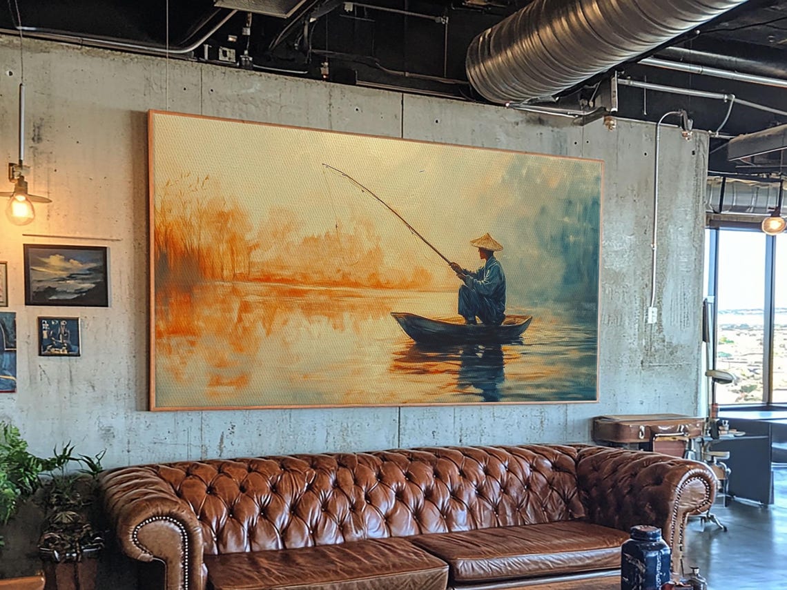 Wabi Sabi Fisherman Painting Print Fishing Wall Art Japanese Fisherman Watercolor Painting Fishing Gift Fisherman Gift Idea - Image 6
