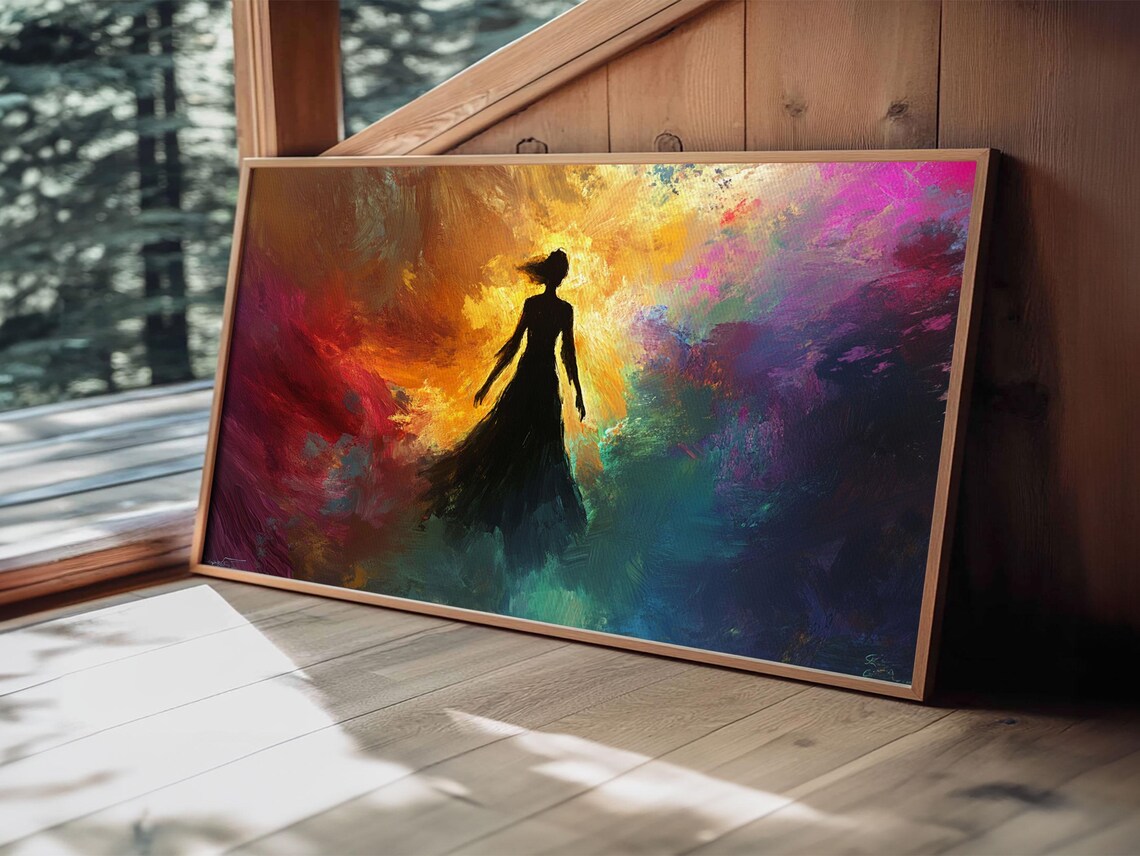 Woman Silhouette Fiery Abstract Color Storm Vibrant Wall Art Poster - Image 6