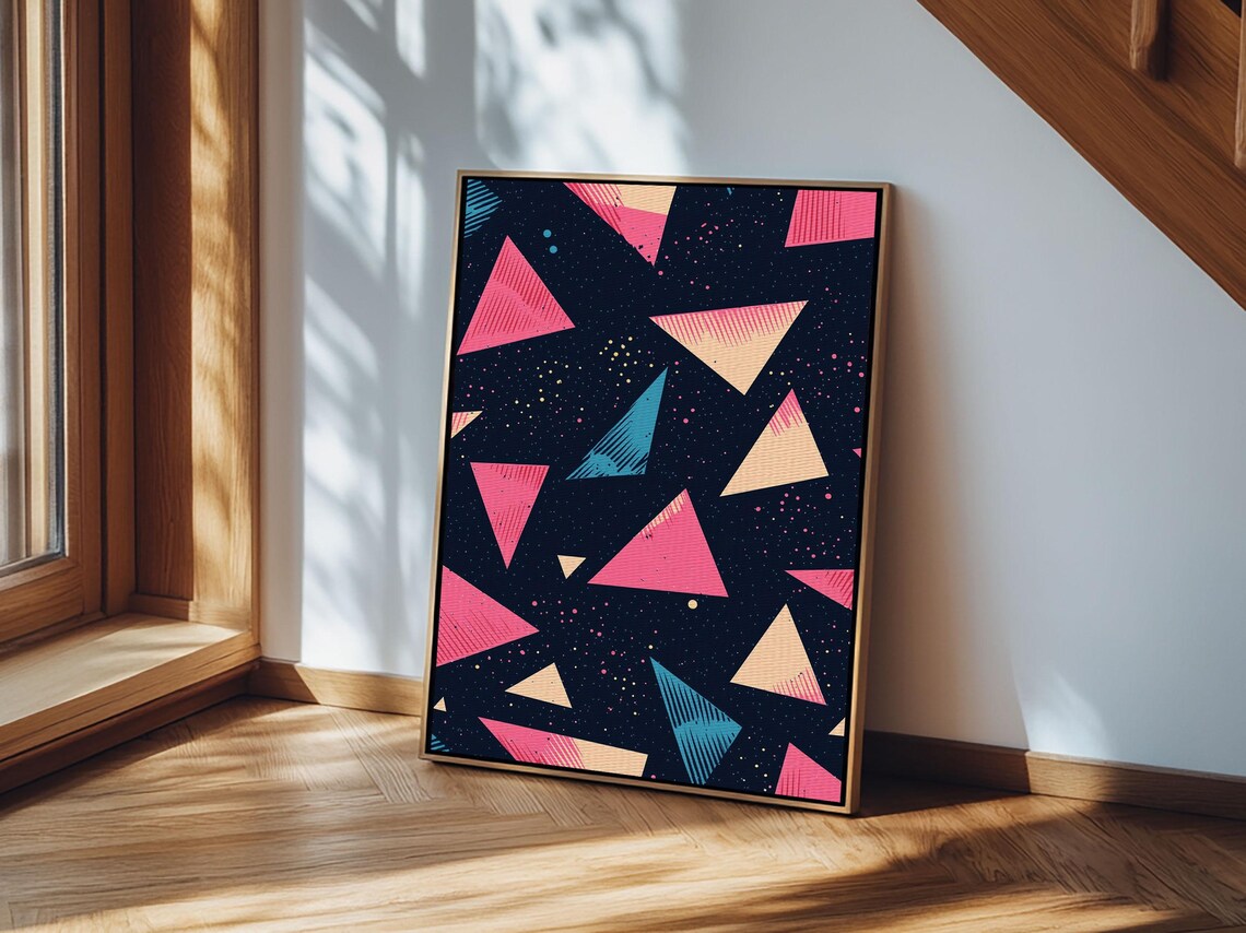 Retro 90s Style Synthwave Abstract Triangles - Image 2