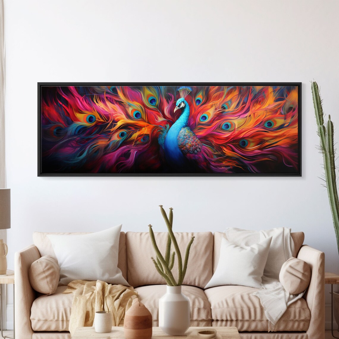 Surreal Peacock, Minimalist MCM Wall Art Print - Image 5