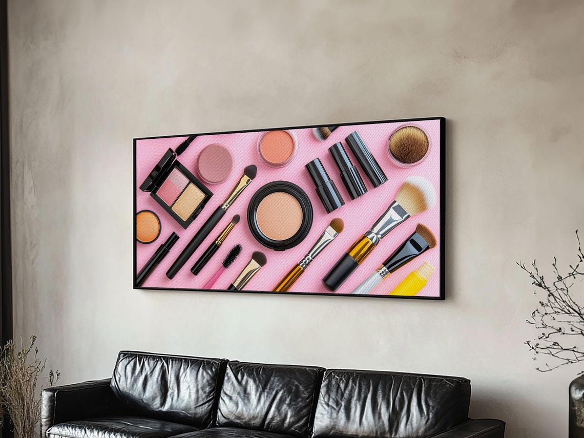 Makeup Spread Wall Art Make Up Print Preppy Dorm Room Wall Art Girls Dorm Room Wall Art Makeup Painting - Image 3