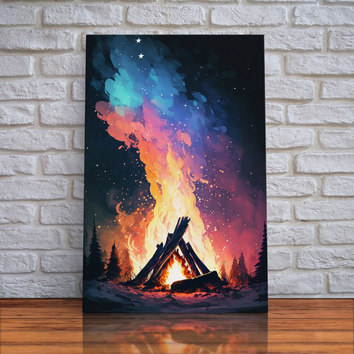 Campfire Print, North Lake Life Cabin Art Print - Image 5