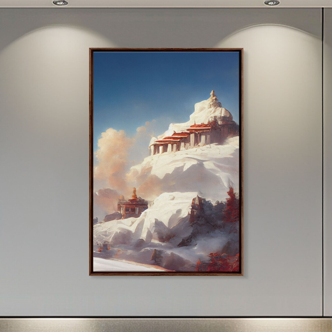 Buddhist Temple Abstract Art Print, Tibetan Decor