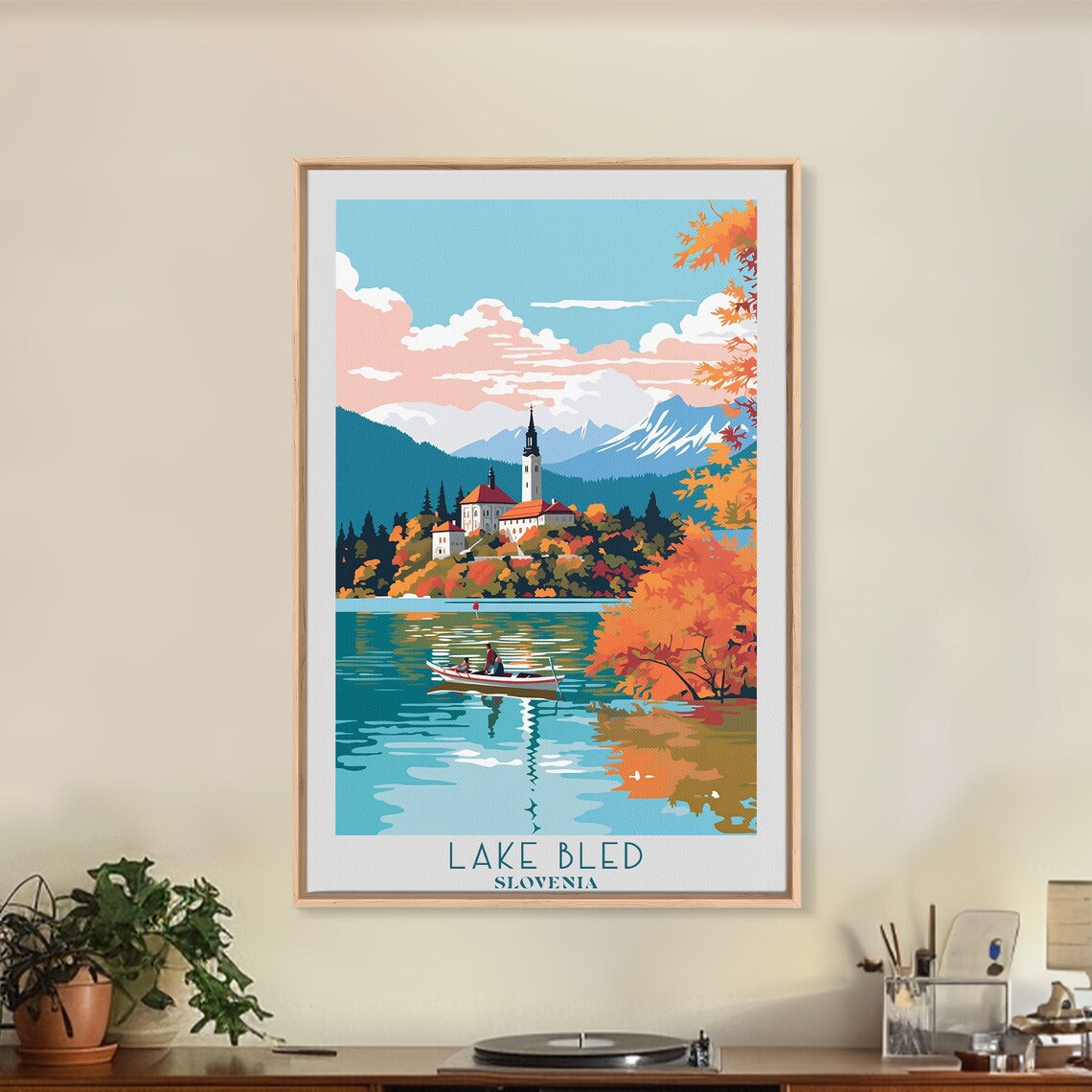 Lake Bled Slovenia Island Church Autumn Boat Ride Travel Poster - Image 5