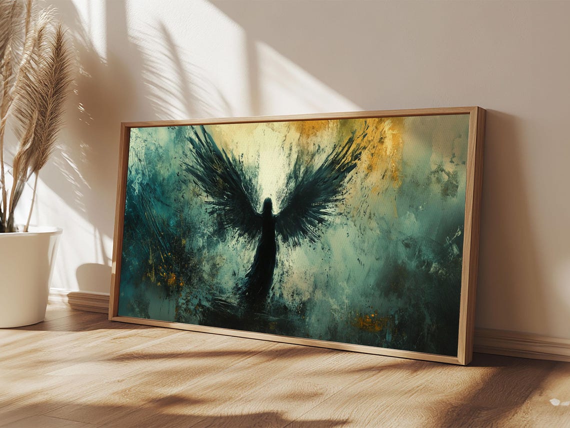 Abstract Angel Print Featuring Moody Art And Dark Angels Wall Art Stunning Vertical Art For Rustic Or Minimalist Decor - Image 3